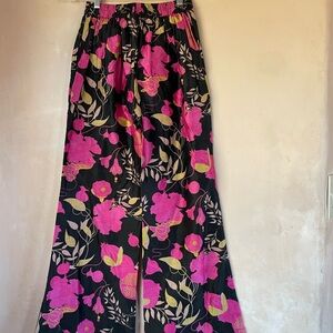 Just Be Black and Pink Floral Wide Leg Pants